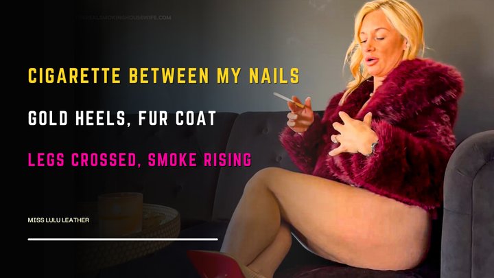 New Lingerie Reveal on the Sofa – Matching Mini Fur Coat & Gold Louboutins While