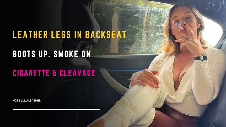 Parked Up in the Back Seat – White Thigh High Boots, Leather Leggings & Plunge T
