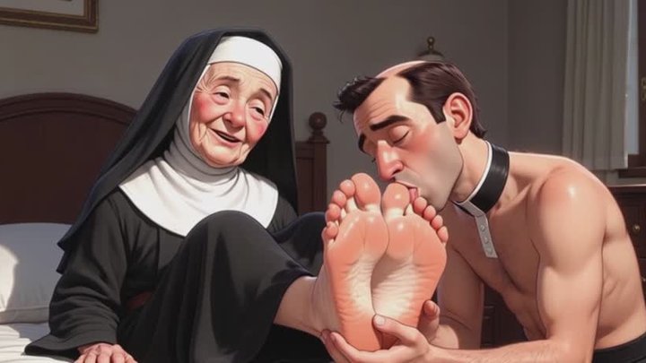 Nun Dominates Priest with Foot Worship