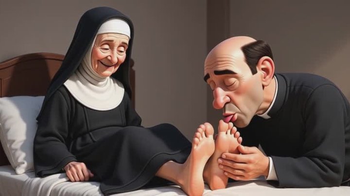 Nun Foot Domination - Priest Worshipping Her Feet