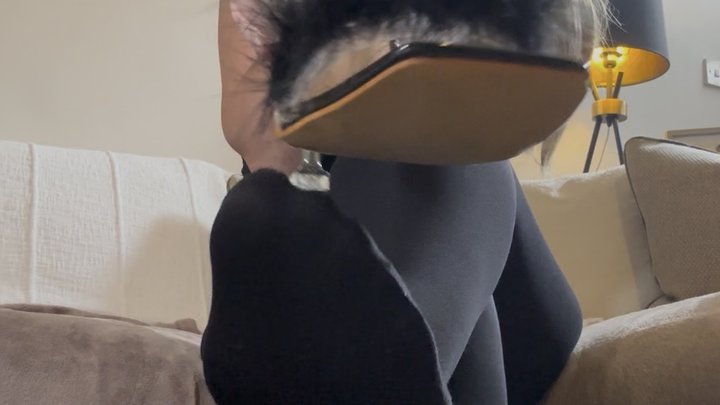 Nylon covered Stepmom makes fun of your smoke and feet fetish - you’re completel