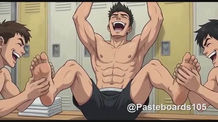 The Locker Room - Roped To The Lockers, Bare Feet In Their Hands (Anime Bara)