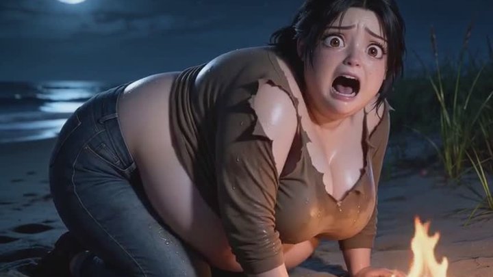 OBESE BLUE BERRY TRANSFORMATION - Puking and growth fetish on a public beach ANI