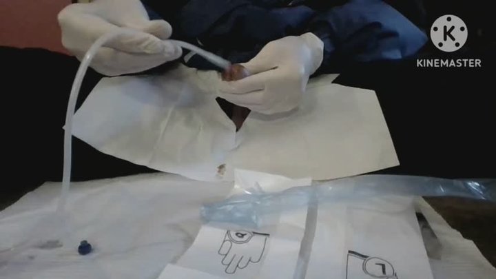 Foley catheter insertion to end in a happy ending all while wearing a pull over 