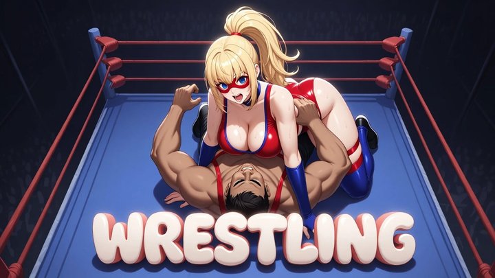 MIXED WRESTLING - Trip and Mount on Mat, Tight Headscissors Smothering While Pee