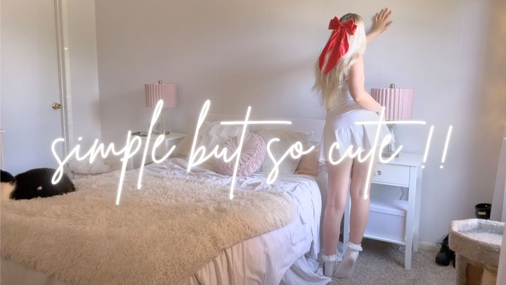 white mini skirt try on 4K