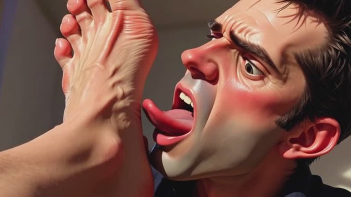 Submissive Foot Slave Licking Big Feet