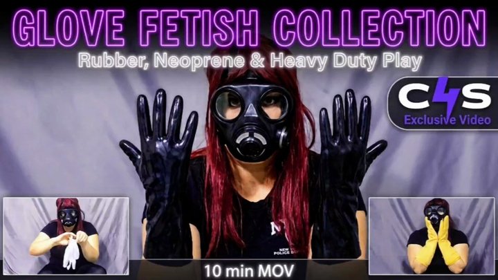 Gloves: Vinyl, Latex, Rubber & SCUBA Glove Fetish with Gas Mask - 10 Min MOV
