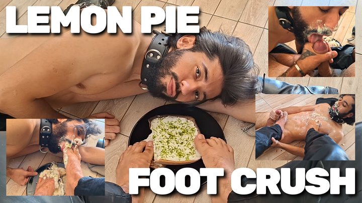 Pie Crushing & Sloppy Foot Licking - Lemon Pie Stomped and Eaten Off Master's So