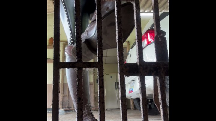 Caged By The Queen of Boots: A Controlling Look, Caged, Leather and Soles in You