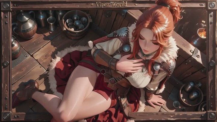 Redhead Warrior's Private Morning! From snowy armor to bedroom sunset, she sits 
