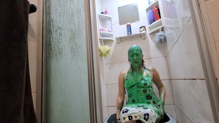 Messy gunge play in dress