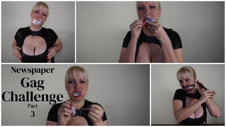 Newspaper gag challenge Part 3 Mouth Stuffing and Secured with Tegaderm Tape lot
