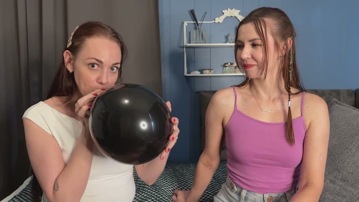 SluttySarah Helps Lana Blade Pronounce Bad Words in English with Helium in an At