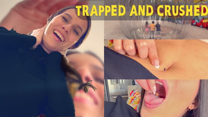 TRAPPED AND CRUSHED 1080 - Giantess Andrea stomps high heels and barefoot, eats 