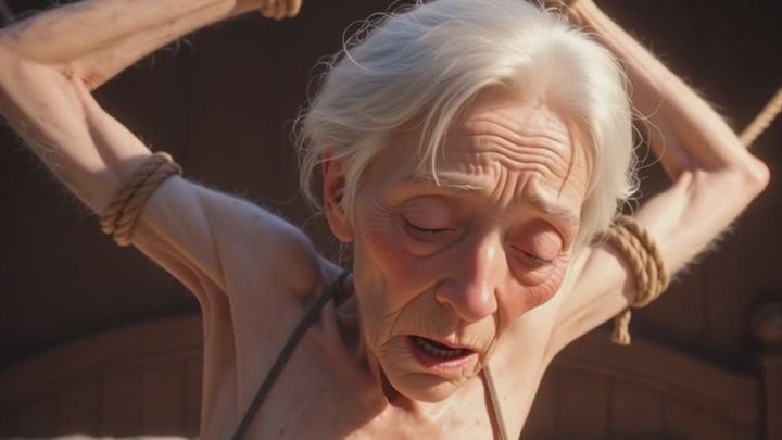 Old Granny Rope Bondage - Tight Pussy Needs to Be Filled