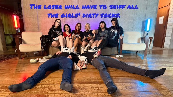 The loser will have to sniff all the girls' dirty socks. (en-720)
