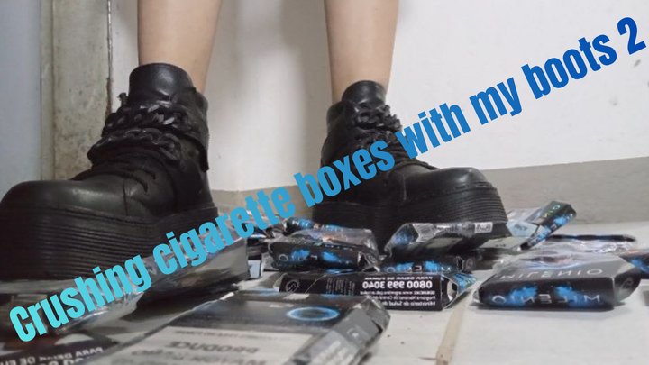 Crushing cigarette boxes with my boots 2