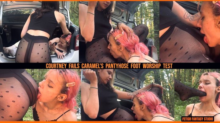 Courtney Fails Caramel’s Pantyhose Foot Worship Test (4K)