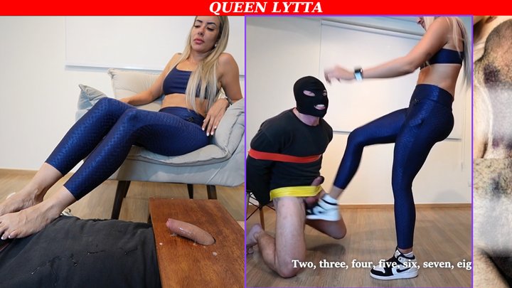 Lytta Destroys Real Human balls using him as a Kicking Bag dummy - Then make him