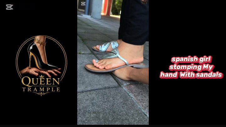 Girl stomping My hand With old sandals