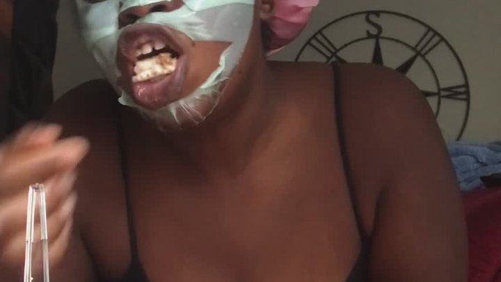 Eating time . I broke my mask trying to eat this lol