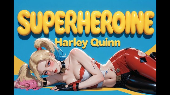 SUPERHEROINES - Harley Quinn in Classic Red-and-Black, Spinning Headscissors Sla