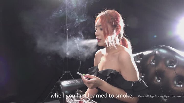 Glamorous Asian Model Enjoys Intense Cigarette Smoking Session and Candid Conver