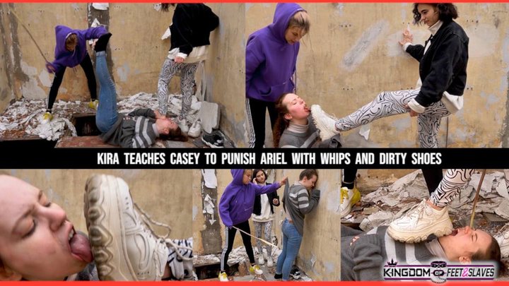 Kira Teaches Casey to Punish Ariel with Whips and Dirty Shoes (Full HD 1080)