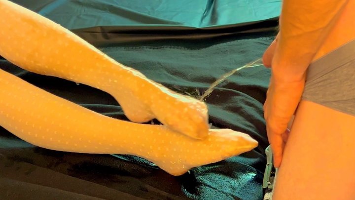 Awesome piss shower for her cute little feet in these sexy white nylons (Artwork