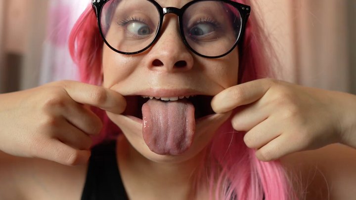 My stepsister is making ahegao faces really silly, goofy expressions playing wit