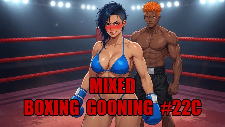 Mixed Boxing Gooning #22C: Man-Beating Domme Owns Your Mind (Animated, Music)
