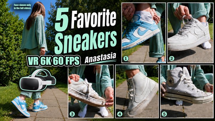 VR 3D 6K 180 60 fps | Anastasia’s 5 Favorite Sneakers – Worn Classics, Close-Up 