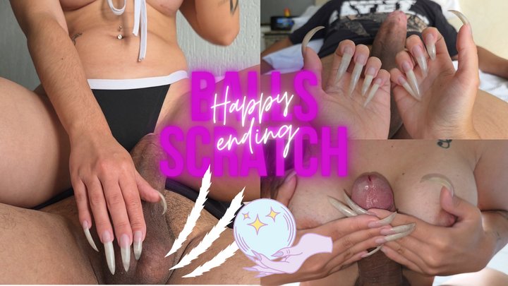 (1080p) BALLS SCRATCH ALERT! Scratching with happy ending!! Long natural nails l