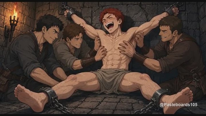 Shackled To The Dungeon Wall - Bare Hands On Stretched Armpits And Ribs (Anime B