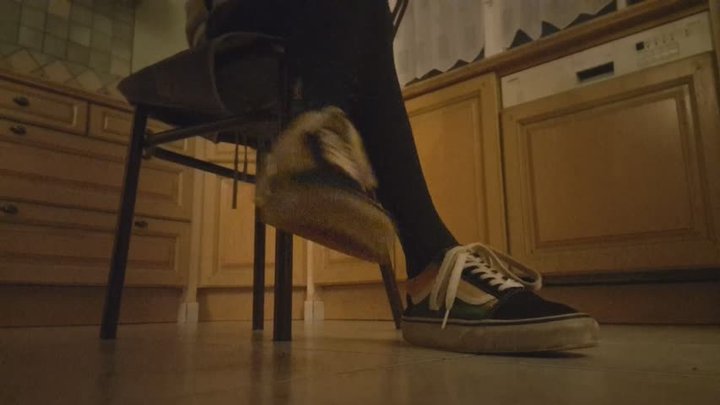 Giantess Zoe moving her feet with Rainbow Vans on