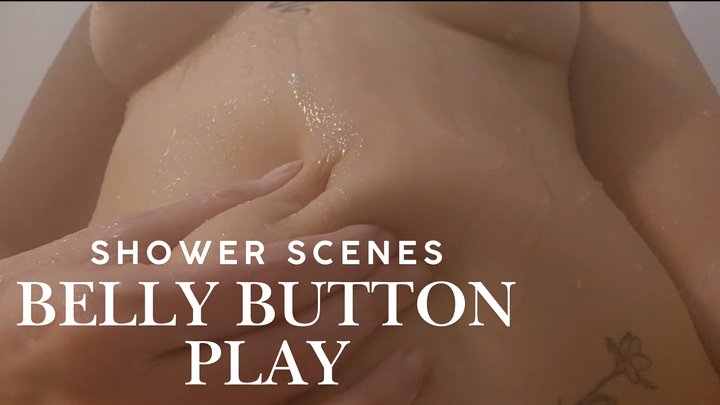 Belly button in shower: fingering with water and soap