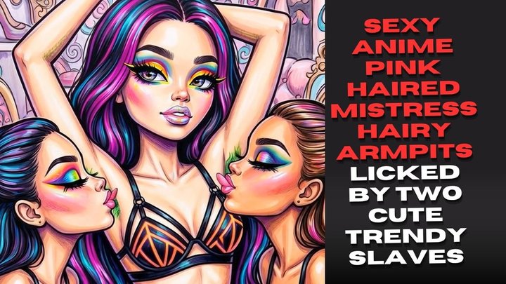 sexy anime pink haired kinky pit obsessed mistress hairy armpits licked by two c