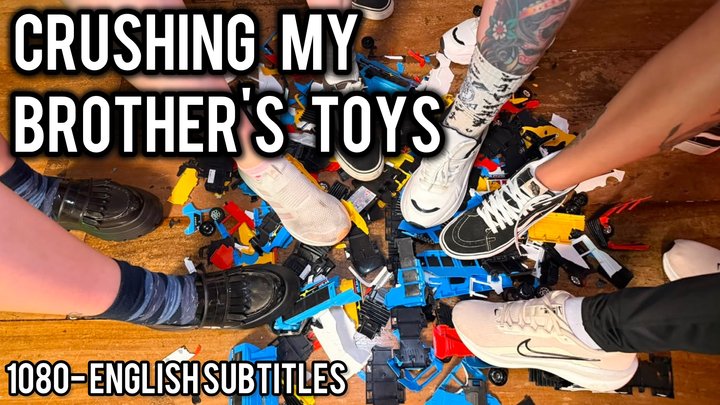 Six Femdom Goddesses In Sneakers Get Together To Crush Little Car Toys (1080p - 
