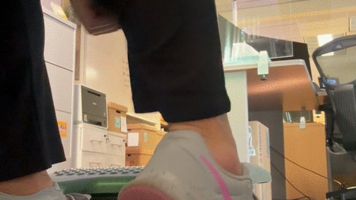 Underneath the Desk Black Pants Sneakers