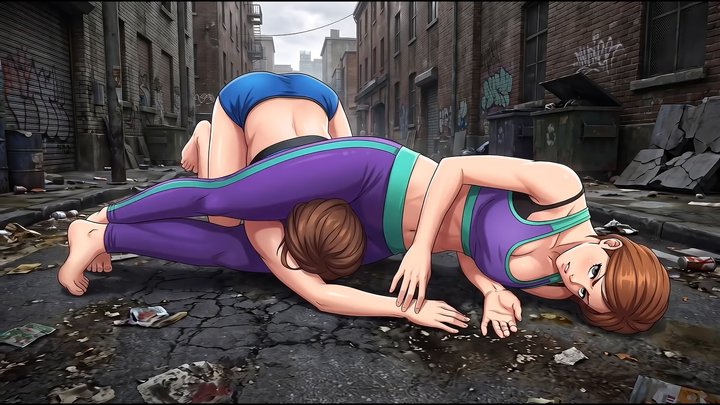 Headscissors Domination in the Alley – Tight Scissor Hold on the Dirty Street | 