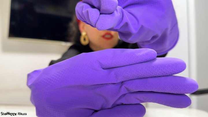 Purple Gloved Mistress Covers Your Mouth and Pinches Your Nose