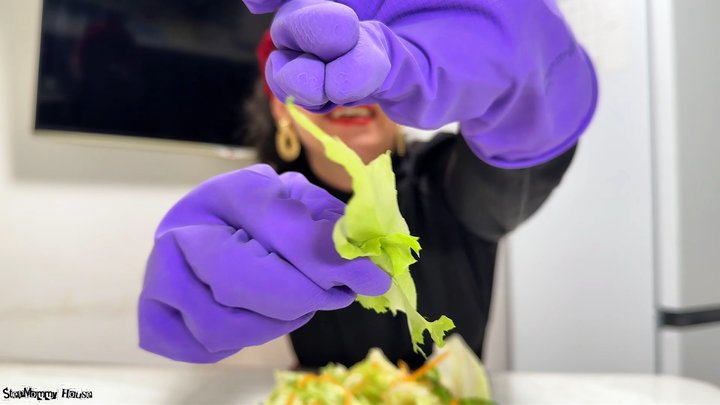Feeder Mistress Packs Your Mouth with Vegetable