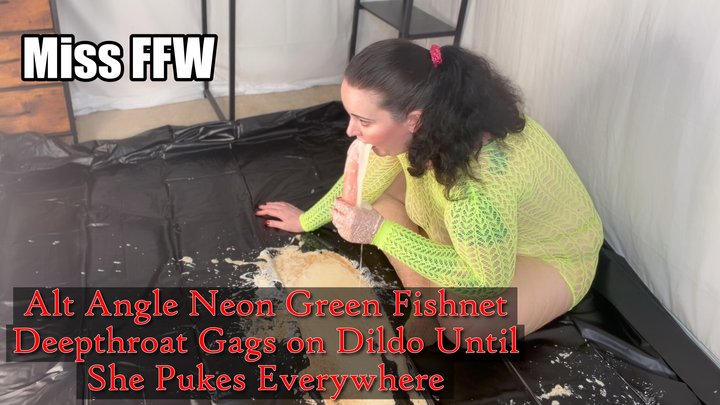** Flash Sale ** Alt Angle Neon Green Fishnet Deepthroat Gags on Dildo Until She
