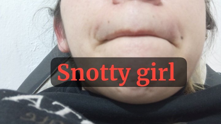 Snotty girl swallows snot