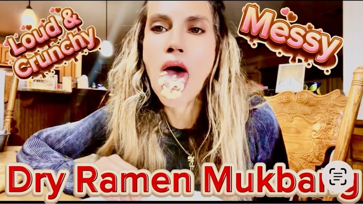 Messy Eating Dry Ramen Nooodles Mukbang