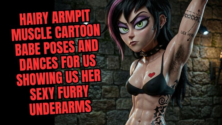 Sexy alt hairy armpit animated cartoon bitch with tattoos and hard body shows us