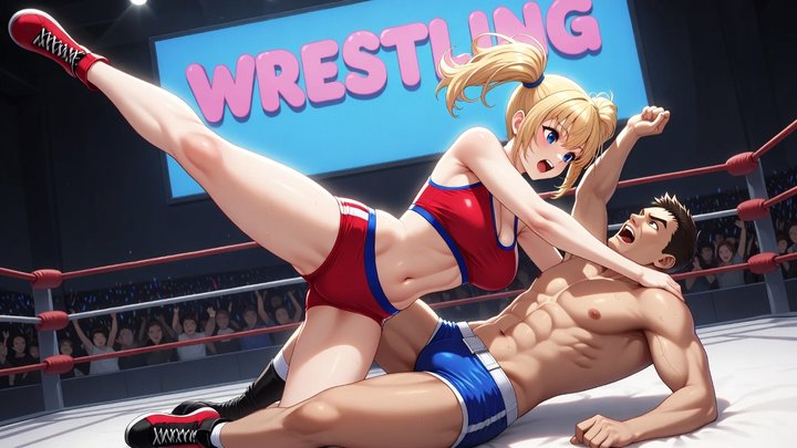 MIXED WRESTLING - Living-Room Mat Headscissors Grind Facesitting Smothering Pin 