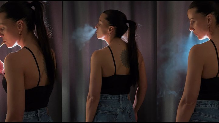 2 Marlboro Red 100s – Backlit Nose Exhales & Double Drags