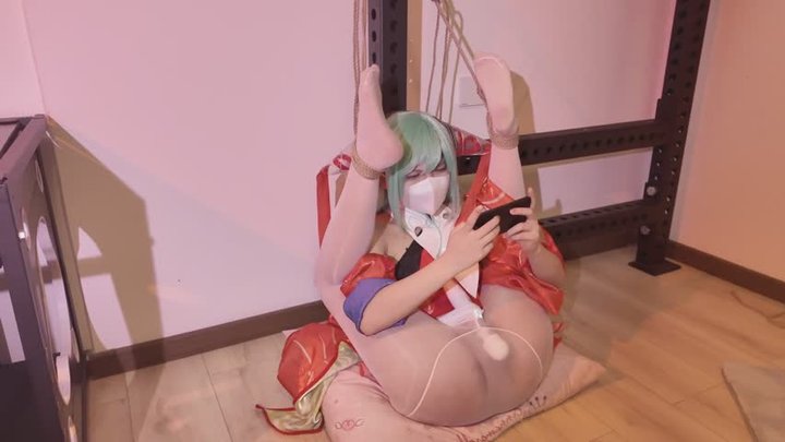 Asian Chinese Cosplay Woman Enjoys Raised Legs Rope Bondage Roleplay - Sheer Pan